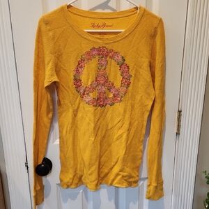 Lucky Brand Yellow Floral Peace Long Sleeve